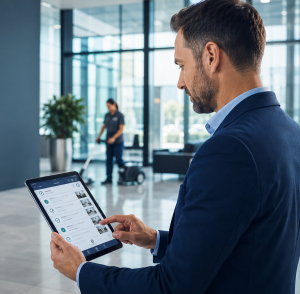 Person mit Tablet